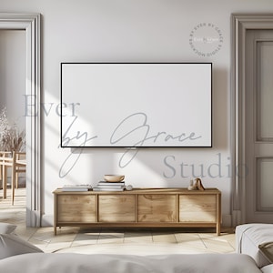 Samsung Frame TV Mockup, Minimal Frame Tv Art Mockup, Photoshop, PSD, Smart Object, Tv Art Mockup, 16x9 Tv Frame Mockup, M031
