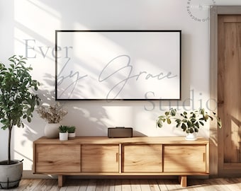 Minimaler Rahmen Tv Art Mockup, Samsung Rahmen TV Mockup, Photoshop, PSD, Smart Objekt, Tv Art Mockup, 16x9 Tv Rahmen Mockup, M033