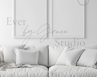 Two Frame Mockup, Vertical Frame Mockup Photoshop, A1 Frame Mockup, Interior Mockup, Minimalist Mockup, Wood Frame PSD Template, M021