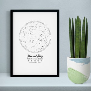 Personalisierter Druck, Sternenkarte, Nachthimmel Poster, Hochzeitsgeschenk, Jahrestag Geschenk, Konstellation druckbare Kunst, Einzigartiges Geschenk
