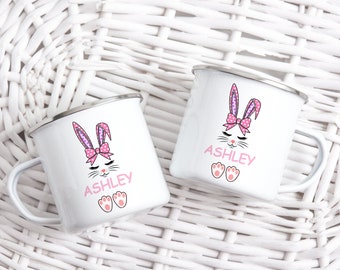 Personalized Enamel Mug for Kids, Kid Mug, Custom Enamel Mug, Bunny Easter Mug, Housewarming Gifts for Kids, Personalized Mug for Girls