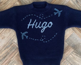 personalised sweater with airplanes