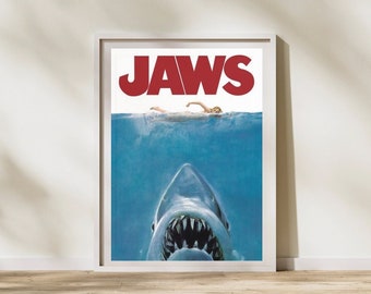 Jaws Poster, Movie Poster, Vintage Poster, Iconic Movie Poster, Gift for Jaws Fan, Shark Fan, Shark Poster, Jaws Print, Jaws Fan, Jaws Lover