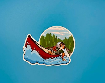 Canoeing Fox Sticker
