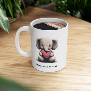 Trunks Full of Love Baby Elephant Ceramic Mug | Valentine's Day Gift | 11oz and 15oz Durable Coffee Cup | BPA and Lead-Free image 3