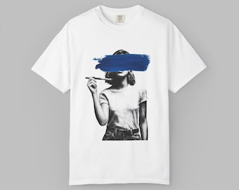 Abstract Face Comfort Colors Tee: Artsy Brushstroke Graphic T-Shirt