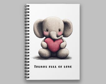 Trunks Full of Love Baby Elephant Spiral Notebook | 6x8 Ruled Journal | Cute Valentine's Day Gift for Kids and Animal Lovers