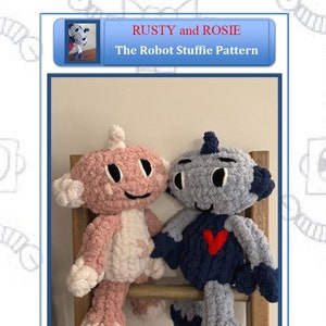 Rusty and Rosie Robot Stuffie PDF geschreven patroon + afbeeldingen / Chunky Knit Robot / Vingergebreide robot / Handgebreide robot