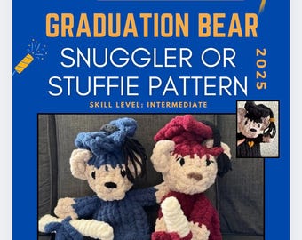Patrón PDF de oso de peluche para graduación con imágenes (sin videotutorial) / Oso de graduación tejido a mano / Oso de graduación tejido grueso