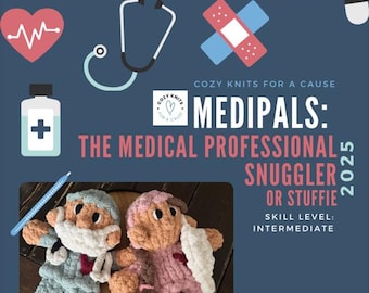 MediPals:The Medical Professional Snuggler/Stuffie (no video tutorial) PDF Pattern with Pictures/ Finger Knit Medical Professional