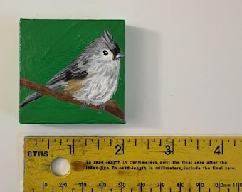Tufted Titmouse Mini Acrylic Painting