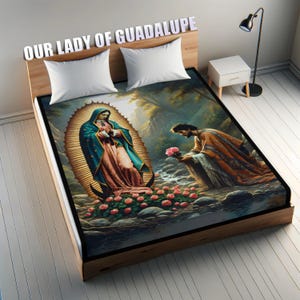 Our Lady of Guadalupe Throw Blanket - La Virgen de Guadalupe Manta - Catholic Virgin Mary Blanket