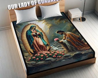 Our Lady of Guadalupe Throw Blanket: Catholic Virgin Mary Manta
