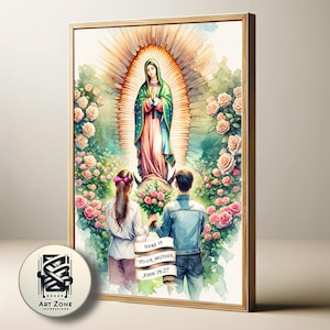 La Virgen de Guadalupe - Virgen de Guadalupe - Aquí Está Tu Madre - Acuarela Descarga Digital