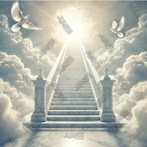 Memorial, Blue, Background, Backdrop, White, In Loving Memory, Doves, Heaven, Rest in Peace, Stairway, Wings, Highway to Heaven, Clouds.
