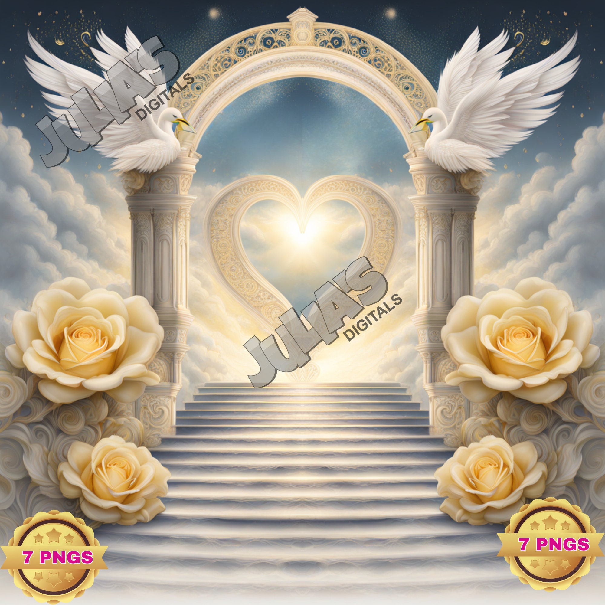 Memorial PNG: Roses, Lilies, Doves, Heavenly Stairway (digital Download ...