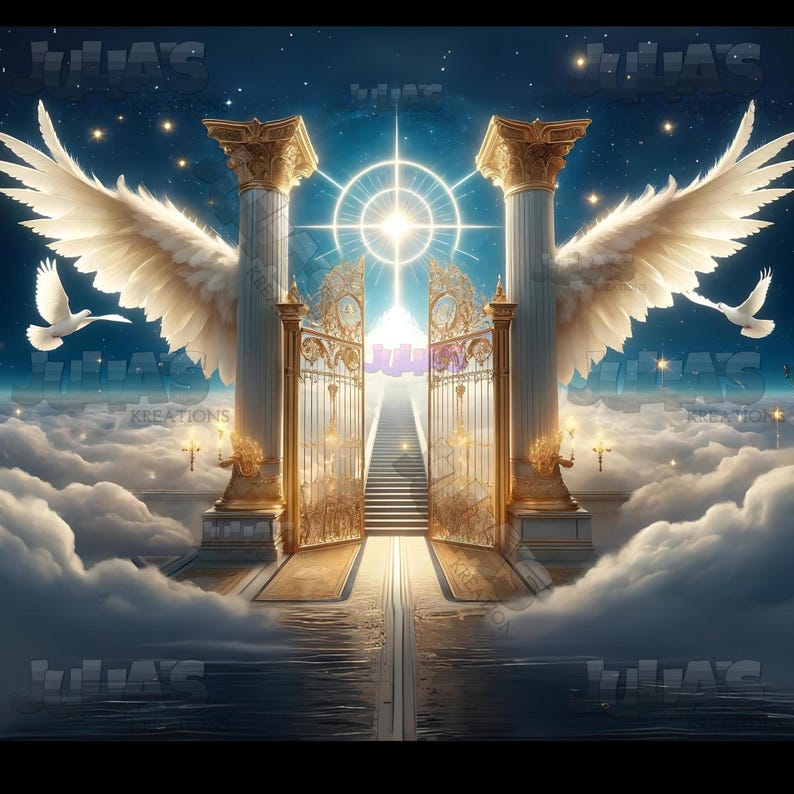Memorial, Blue, Gold, Background, Doves, Heaven, Wings, Golden Gate ...