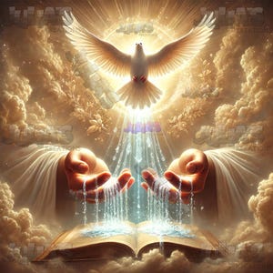 Living Water Digital Art: Heavenly Golden Gate, Dove (PNG)