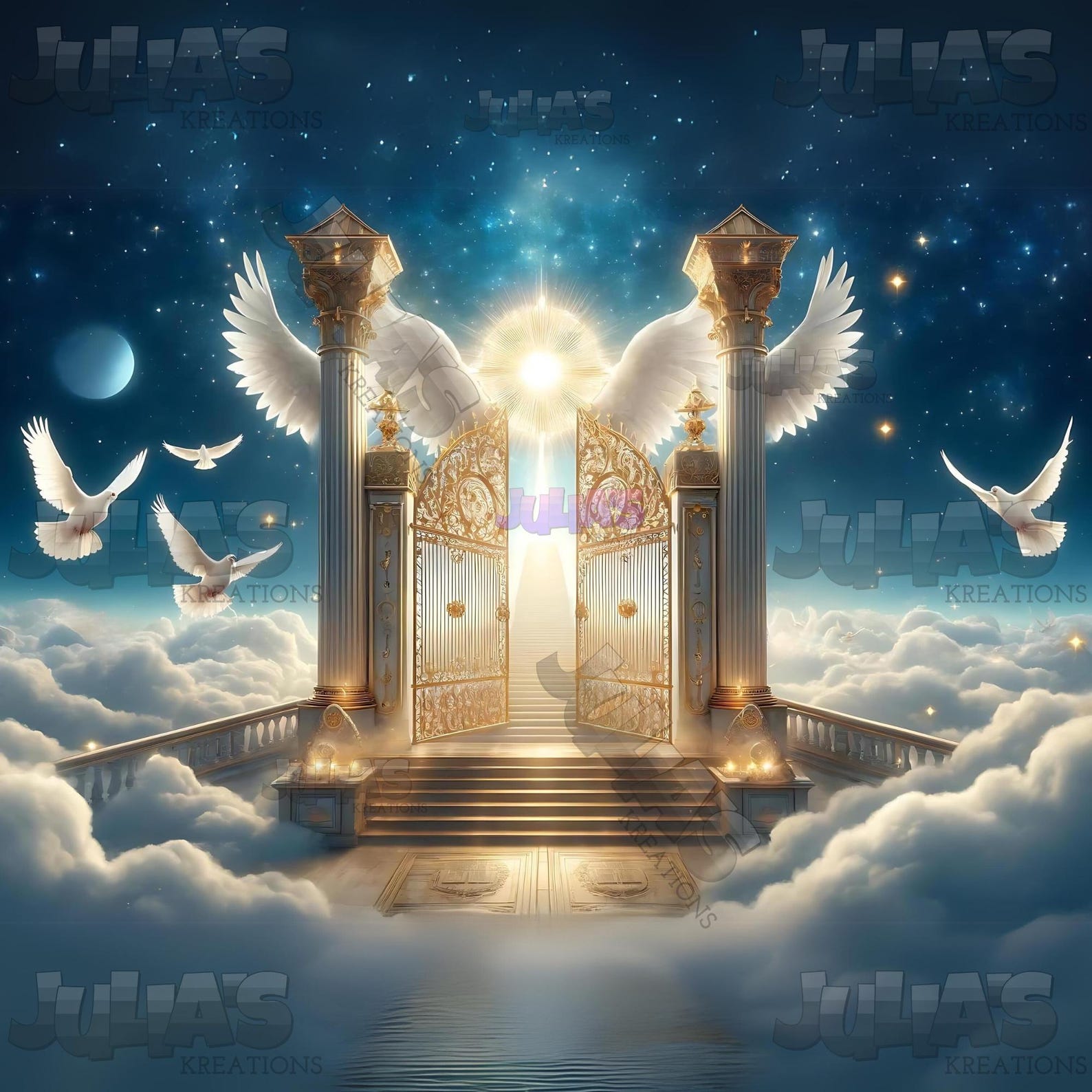 Memorial, Blue, Gold, Background, Doves, Heaven, Wings, Golden Gate ...
