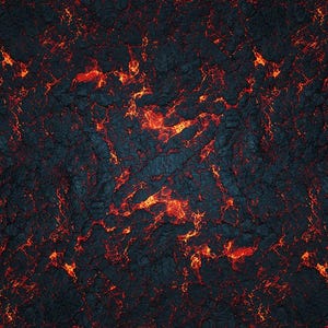 May include: A high-contrast texture featuring dark, charcoal-coloured cracked rock formations interspersed with glowing, vibrant orange and red fissures that resemble molten lava flowing through the deep crevices of a solid volcanic surface.