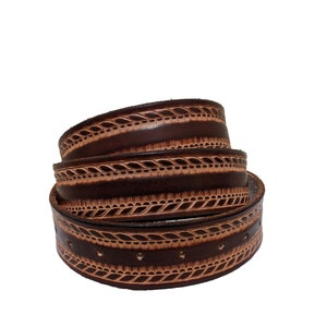 Rope Edge Embossed Leather Belt