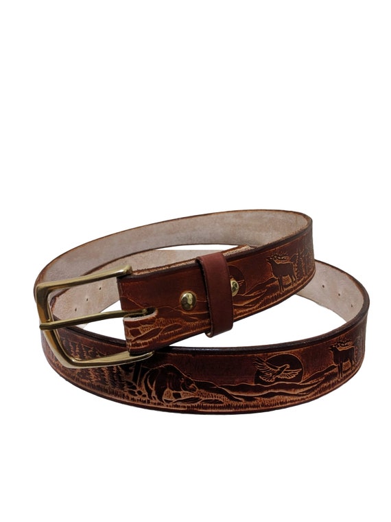 Wildlife Embossed Leather Belt - Etsy display picture 3
