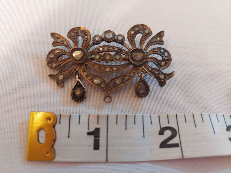 Early Georgian Era early 1700s Rose Cut Diamond, Silver, Gold Brooch ...