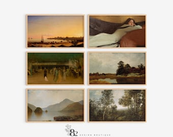 Samsung Frame TV Art Set | Vintage Frame TV Art | Muted Tonal Frame TV Art | Frame tv Set | Frame tv Painting Art Bundle | Neutral tv art