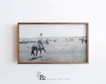 Westerse lijst tv-kunst | Vintage cowboylijst tv-kunst | Vintage westerse schetslijst tv-kunst | Trending tv-kunst | Lijst tv-kunstset Western tv Art