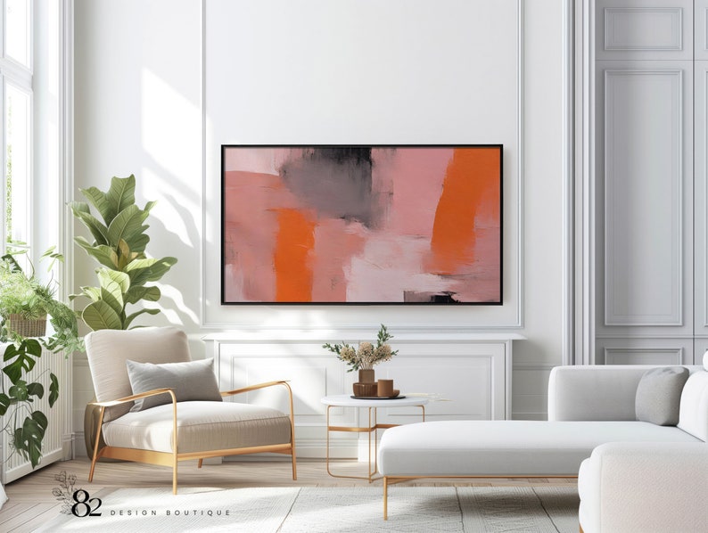 PinkToned modern abstract art for Samsung Frame TV. Contemporary pink painting for frame tv, digital download tv art for Samsung Frame TV and OG frame TV. Modern TVArt download.