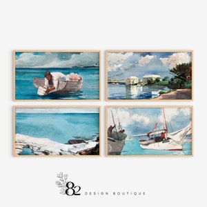 Summer Coastal Frame TV Art Bundle for Frame TV Neutral Art Set Modern Coastal TV Art Frame tv art bundle vintage frame tv art