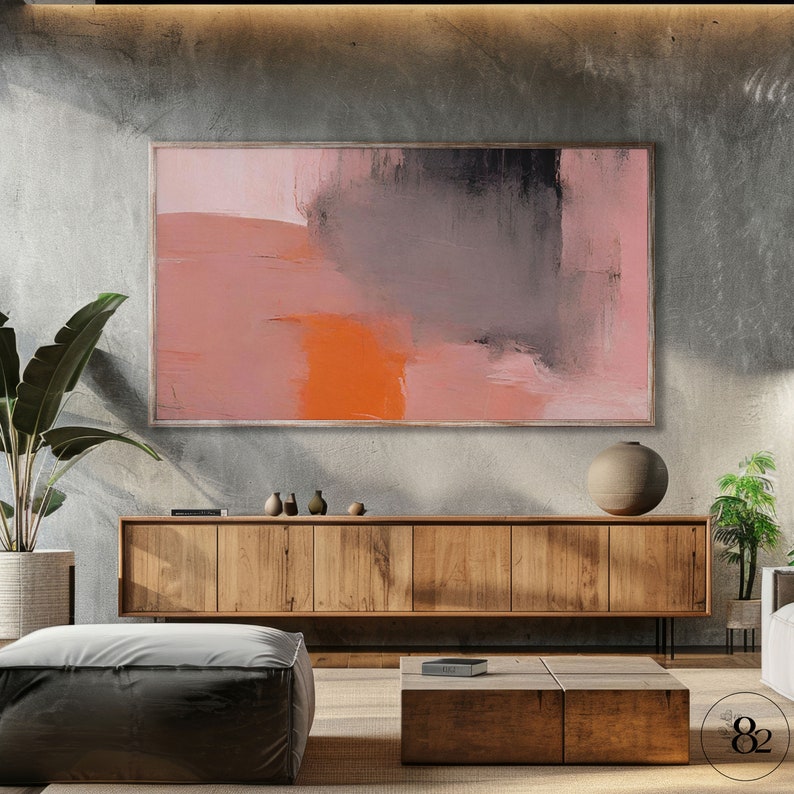 PinkToned modern abstract art for Samsung Frame TV. Contemporary pink painting for frame tv, digital download tv art for Samsung Frame TV and OG frame TV. Modern TVArt download.