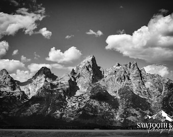 Grand Teton Photo, Grand Teton National Park, Mountain Picture, Black & White Canvas, Wall Art, Wyoming Art, Jackson Hole Photography, Art