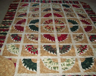 Milady's Fan Christmas Queen Size Quilt