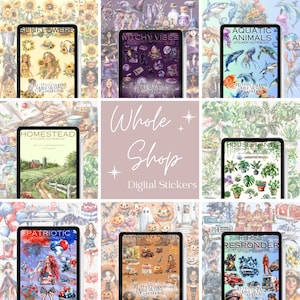 Whole Shop Digital Sticker Books For Goodnotes, Digital Planner Stickers Bundle Including Homestead, Seasons, Holidays&More, Lifetime Access