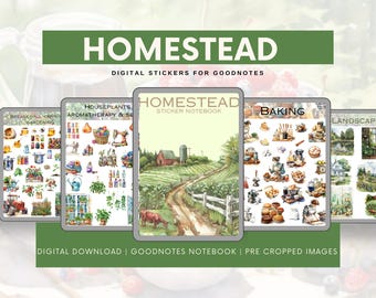 Libro de pegatinas digitales Homestead para GoodNotes, pegatinas Cottagecore Farm Planner, Sourgity Chicken Canning Gardening, descarga digital