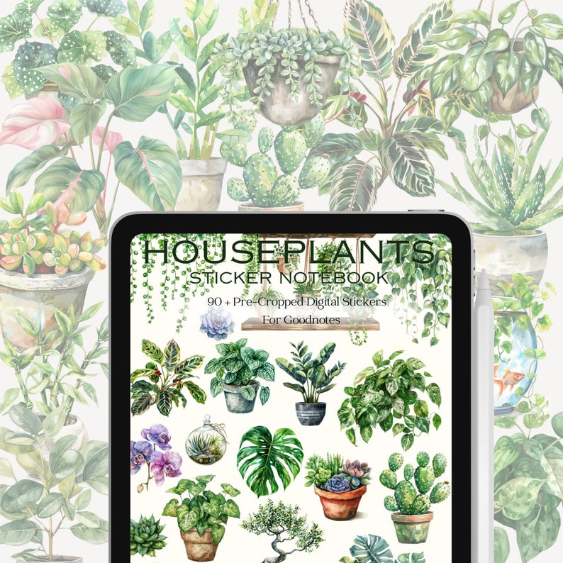 Houseplant Digital Sticker Book for Goodnotes, Plant Mom Stickers ...