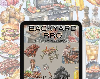 Digitaal BBQ-stickerboek voor GoodNotes, stickers cookout zomer, 4 juli iPad plannerstickers, Vaderdagcadeau, digitale download