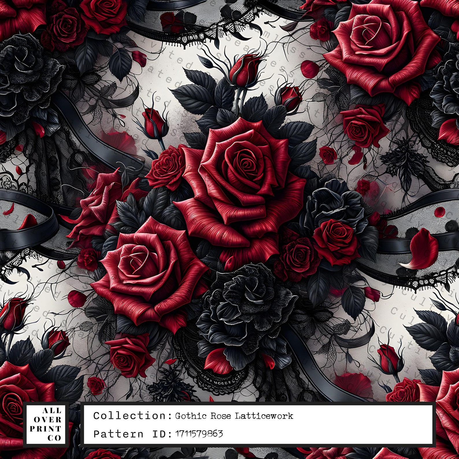 Gothic Rose Seamless Pattern Digital Paper Pack Bundle, Black Lace and ...