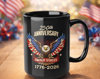 250th Anniversary USA Coffee Mug, 4th of July Cup, Patriotic Gifts