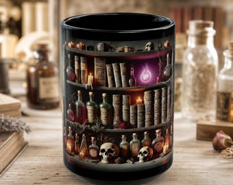 Dark Academia Halloween Coffee Mug, Goth Gifts, Witch Decor, Spooky Coffee Cup