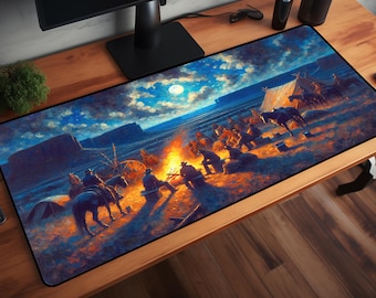 Cowboy Campfire Desk Mat, Wild West Mouse Pad, Cowboy Gifts