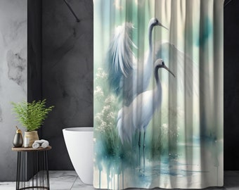 Elegant, Cranes, Shower Curtains, Animal Lovers, Nature Gifts, Bathroom Decor, Gift for Housewarming, Mother's Day Gifts, Nature Lover Gift