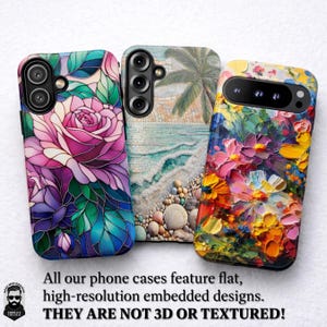 Stained Glass Pink Roses Phone Case, Flower Lover Gift, Rose Lover Gifts image 9