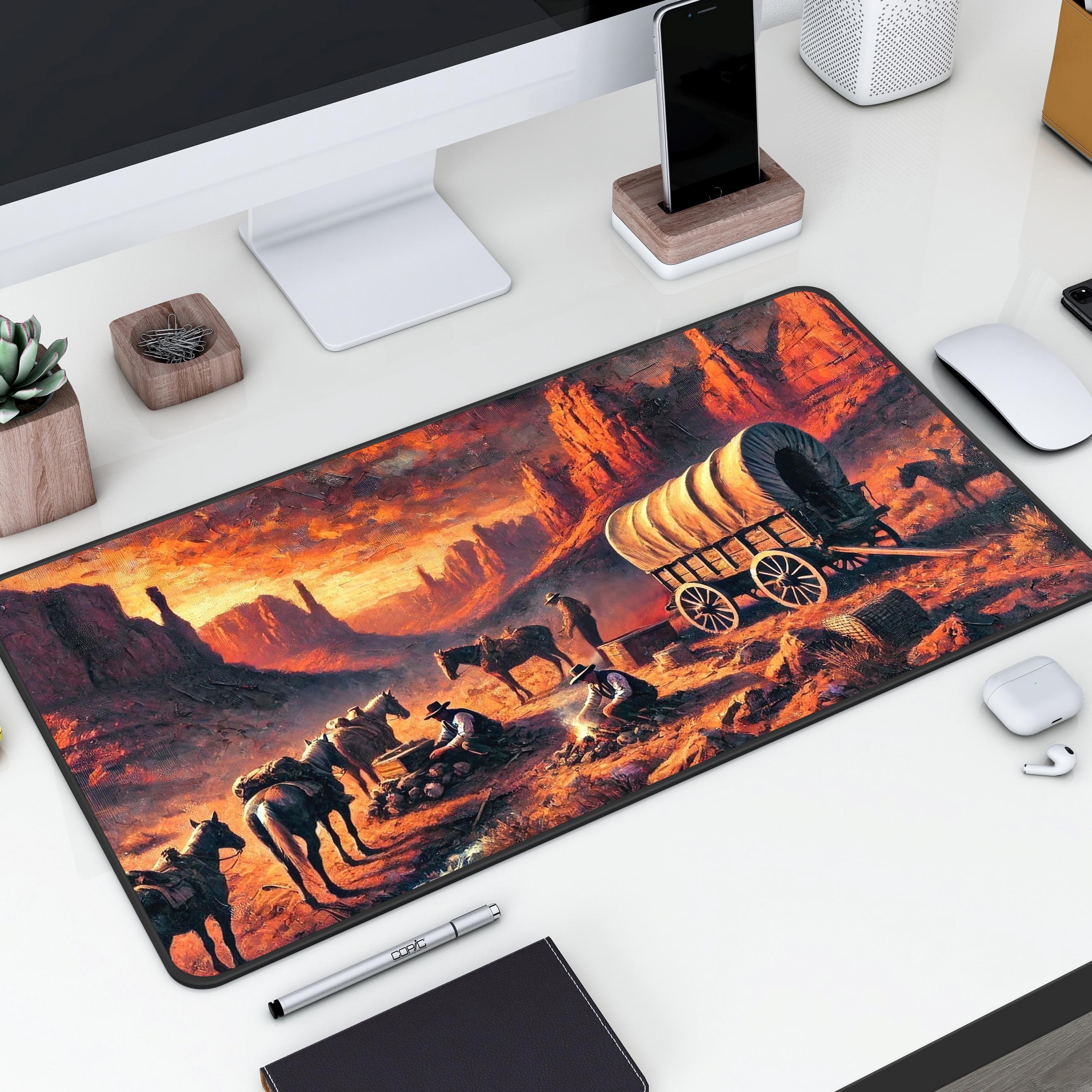 On the Dusty Trail Cowboy Desk Mat, Desert Art Mouse Pad, Western ...