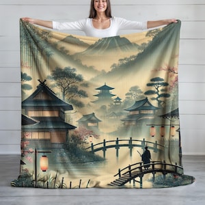 Path of the Samurai Blanket, Personalized Blanket, Japanese Wall Art, Japanese Home Decor