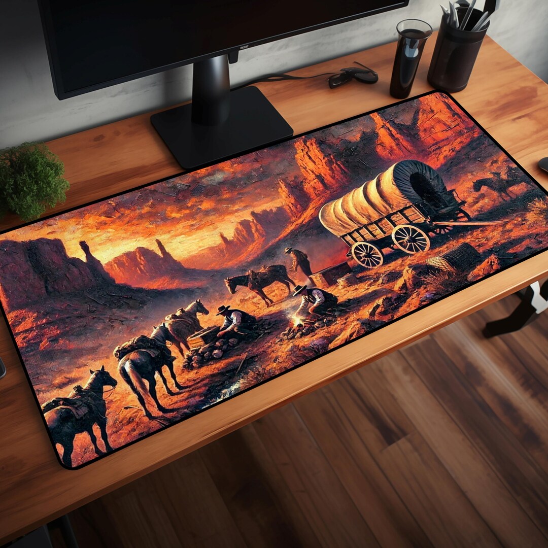 On the Dusty Trail Desk Mat, Cowboy Art, Large Mouse Pad, Western Decor ...