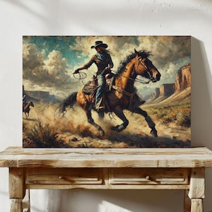 Cowboy Wall Art, Man Cave Gift, Wild West Decor