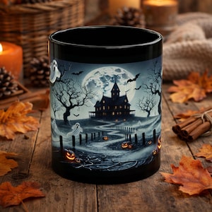 Haunted House Coffee Mug, Spooky Halloween Gift