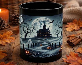 Haunted House Coffee Mug, Spooky Halloween Gift